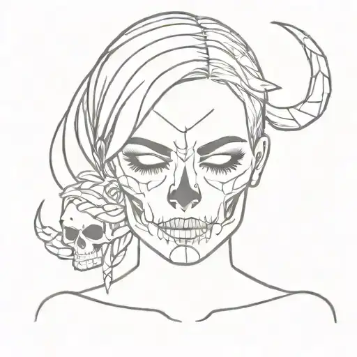 Skull And Demon Girl Holding