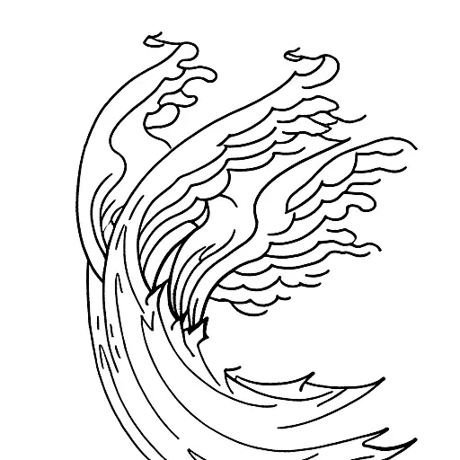 Phoenix Flying Over Dakota Mountain With Big Waves Crashing Into The Mountain