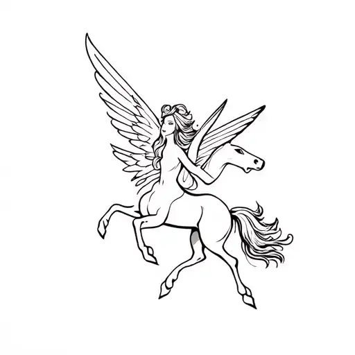 Simple Flying Pegasus With Pixie Fairy