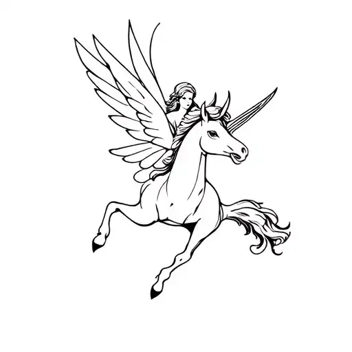 Simple Flying Pegasus With Pixie Fairy