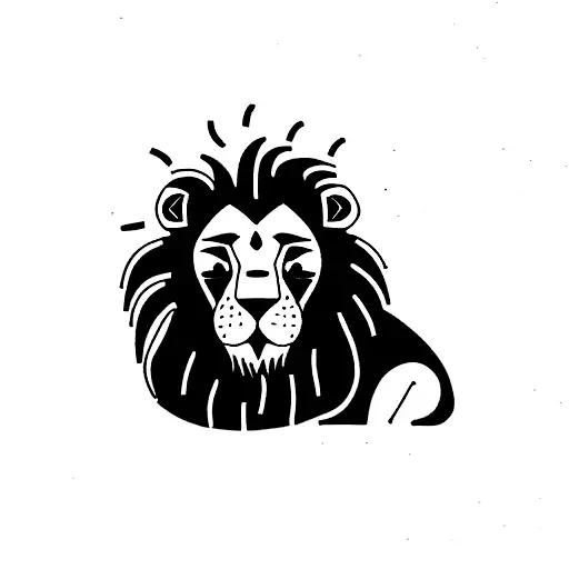 Lion Sitting Under A Tree