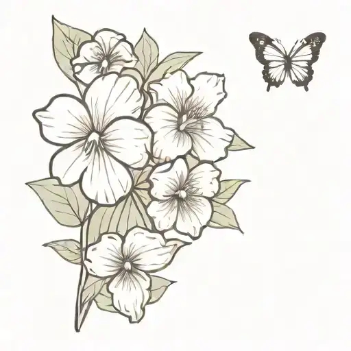 African Violet And Butterfly