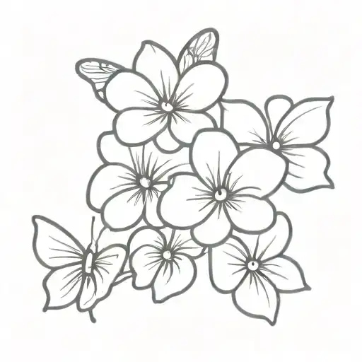 African Violet And Butterfly