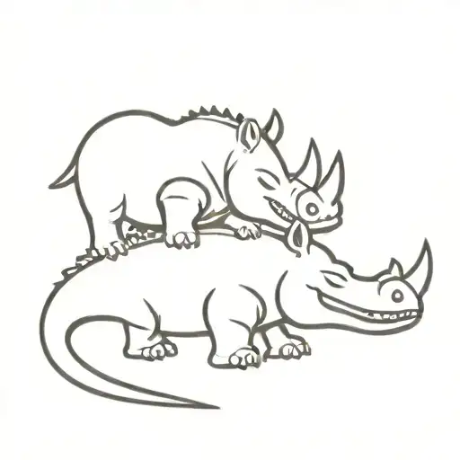 A Mix Between A Rhino And A Crocodile Smiling And For Kids