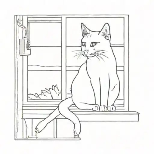 Cat Sitting On Window Nostalgic Vibe Outside