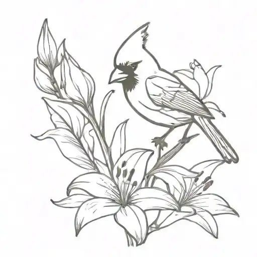 Cardinal And Lillies