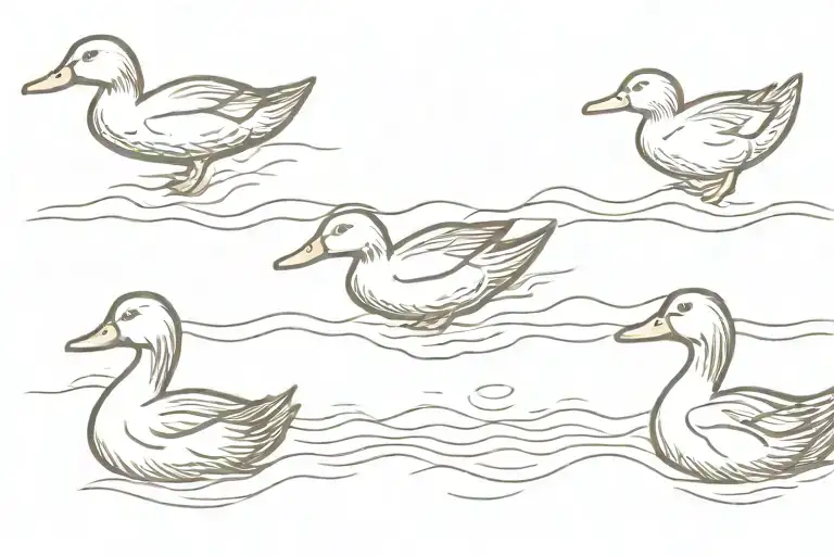 3 Ducks Swimming In A Line