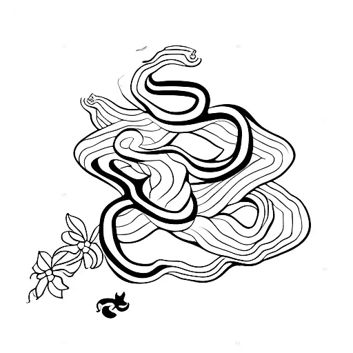 Black Snake With Two Flowers