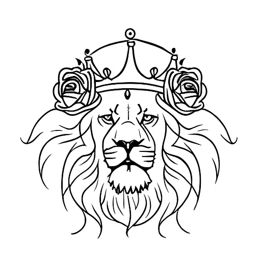 Lion With Crown And Roses