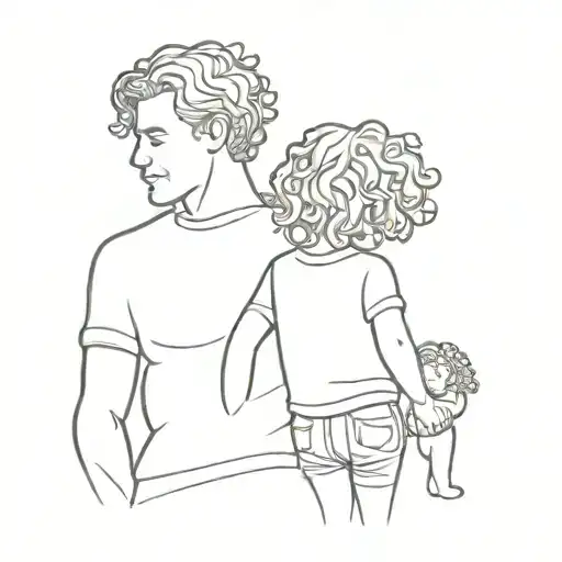 Tatoo Father And Daughter With Curly Hair