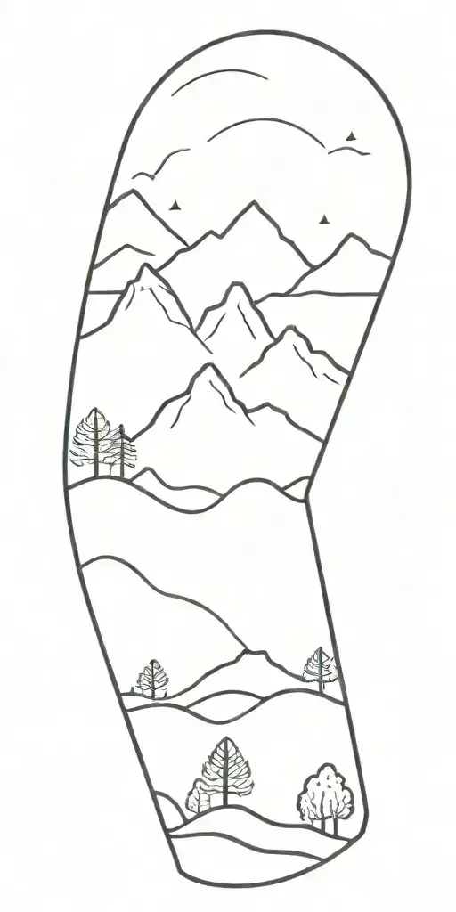 Mountain Range With Trees Transitions To Desert Landscape