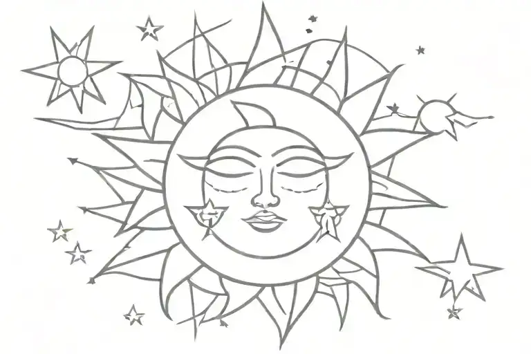 Sun Face Psychedelic Stars