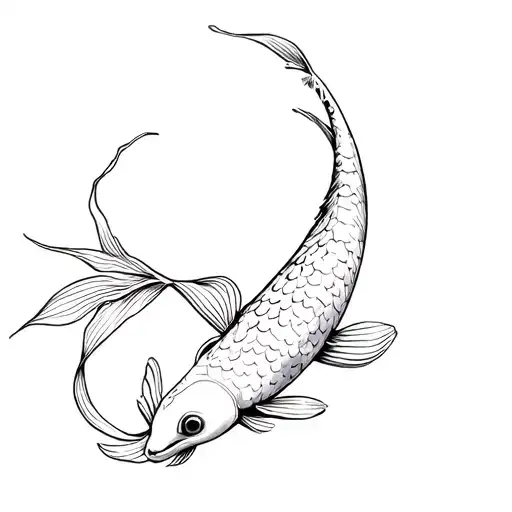 Koi Fish Eating Bamboo