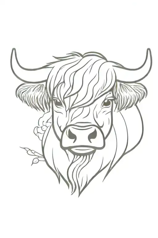 Fantail And Highland Cow Head