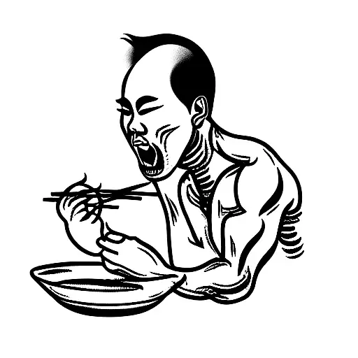 Chinese Man Eating Noodles