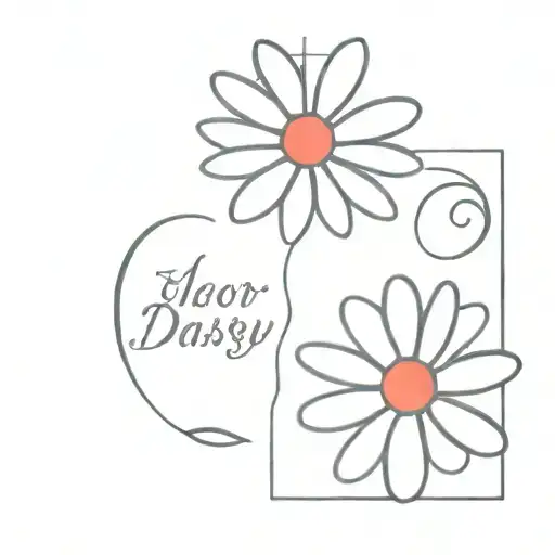 Black And Red Daisy And Inscription