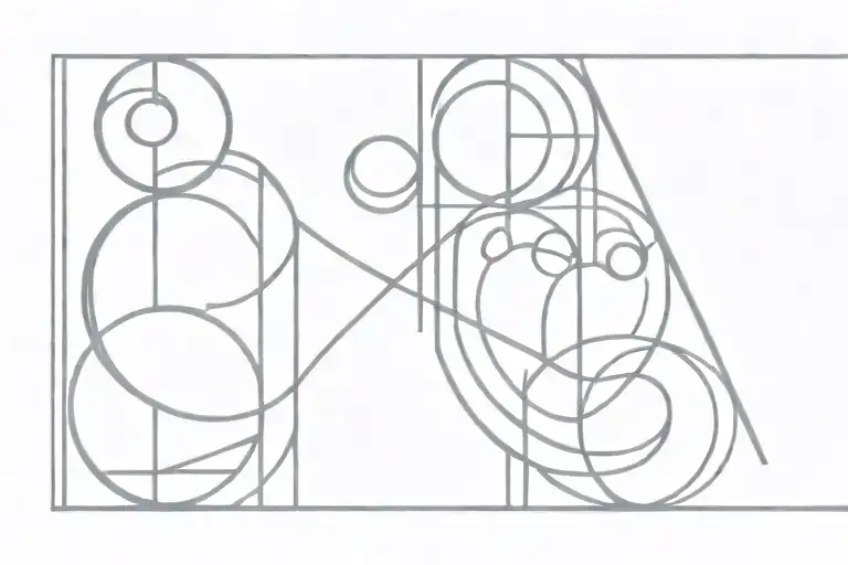 Abstract Family Of Four Holding Hands Rennie Mackintosh Style