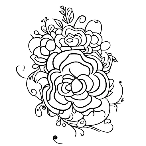 Flowers And Triplet Music Note Tattoo