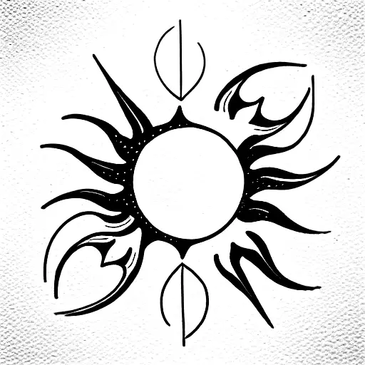 Moon And Sun With Ornemental Or Flower Style