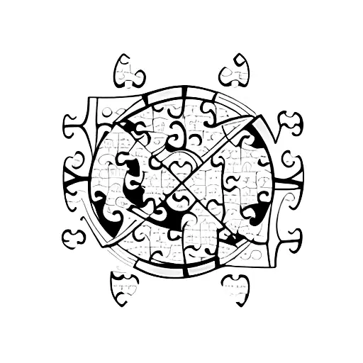 A Puzzle Piece With A Sun Inside And A Puzzle Piece With A Moon Inside That For Together