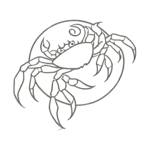 A Crab That Hold The Moon In Its Rght Pincher And A Water Droplet In Its Left Pincher