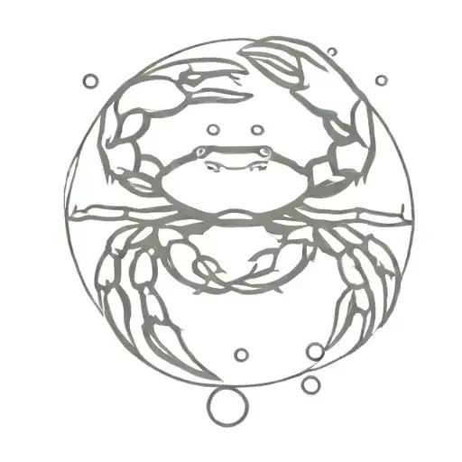 A Crab That Hold The Moon In Its Rght Pincher And A Water Droplet In Its Left Pincher