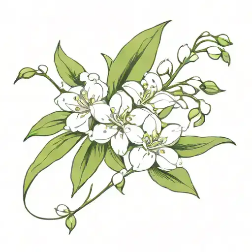 Jasmine Flowers Intertwined With Lily Of The Valley Flower