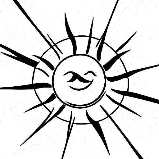 Sun With Curved Rays Without Face