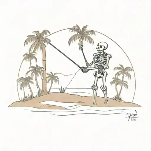 Skeleton Fishing On A Tropical Island