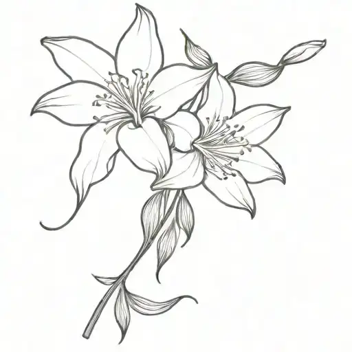 A Minimalist Fine Line Tattoo Of A Arabian Jasmine And Lily Flower