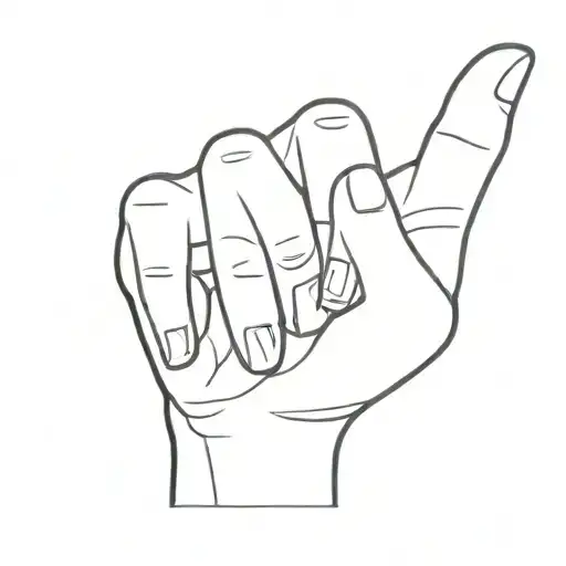 A Minimalist One Line Drawing Of A Hand Saying I Love You In American Sign Language