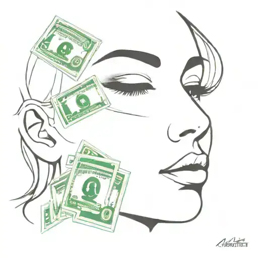 Silhouette Of Womans Face With Money Over Her Eyes