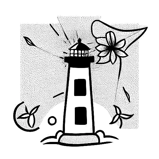 Lighthouse With Flower Garden Under