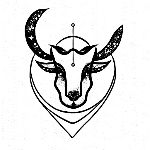 Aries Starsign Line With Flowers