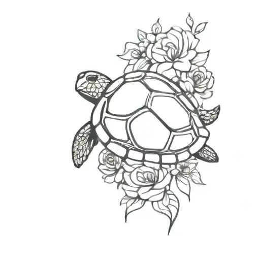 Turtle With Flowers