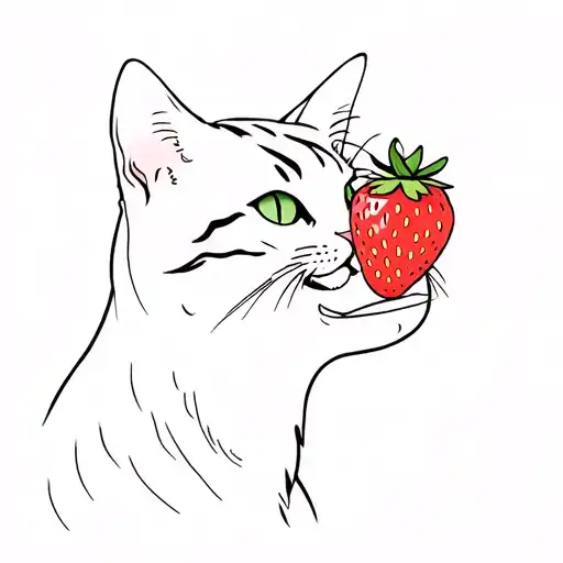 Cat Eating Strawberry