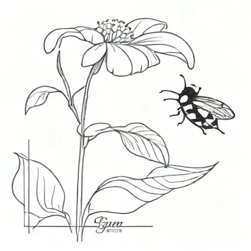 Flower With Handwriting As Stem Growing With A Ladybug Somewhere Unique