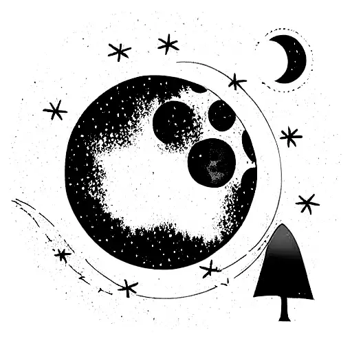 Astronaut Evergreen Tree Moon