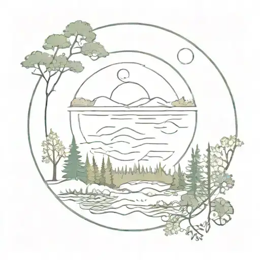 Forests And Oceans In A Circle Shape