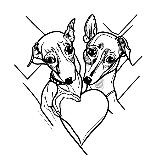 A Heart Made From Two Italian Greyhound Heads