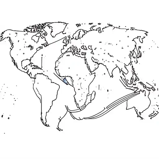 World Map Outline With A Compass