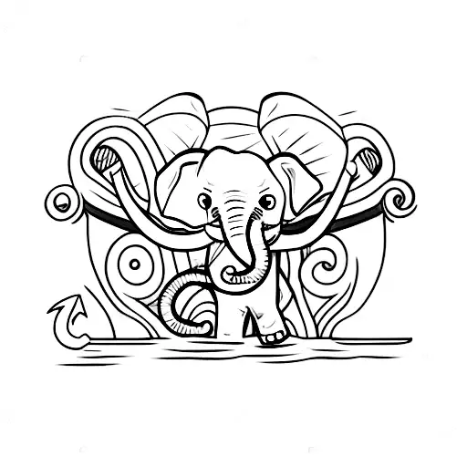 Elephant Holding A Anchor