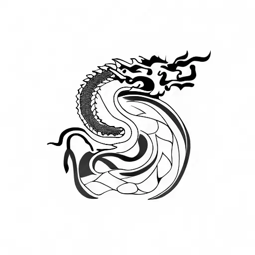 Dragon In A Minimalist Style For A Long Spine