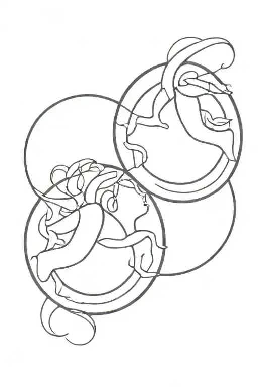 Gemini Twins With Circle Background