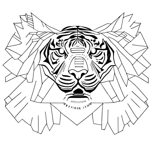 Tiger Sitting From The Back Outline