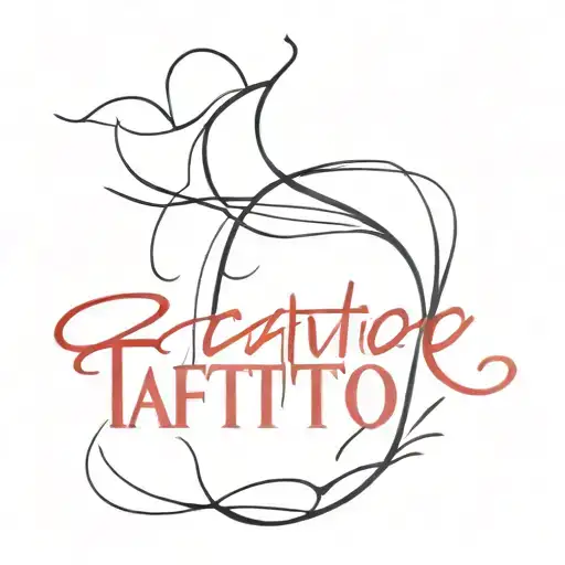 Draw A Tattoo In Capital Minimalistic Font With Red Lettering