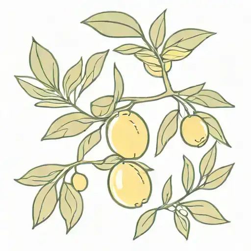 Lemon Tree Branch With Olive Branches