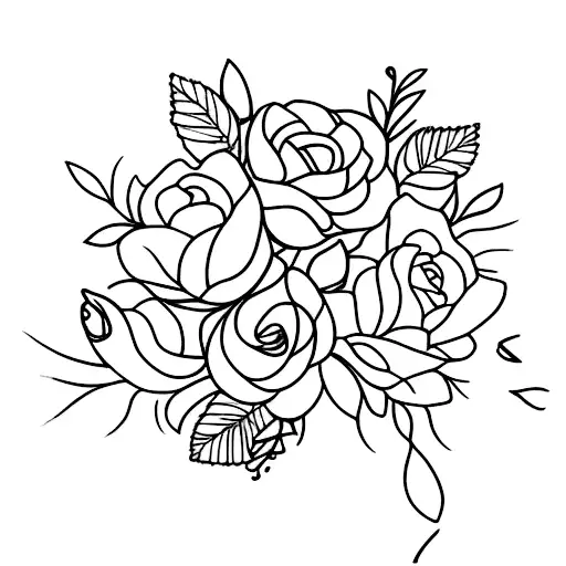 Multiple Flower Bouquet With Single Line Stems