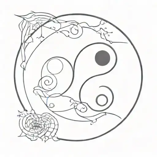 A Minimalist Tattoo Of A Yin-yang Symbol Incorporating Philosophical Symbols And Rock Elements