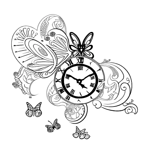 Clock With Butterflies